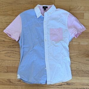 Forever 21 Men's Casual Shirt - Blue, Pink, and White